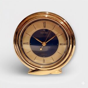 Vintage Seiko Quartz Desk/Mantel Clock - Gold Tone - Ref. QEJ197L